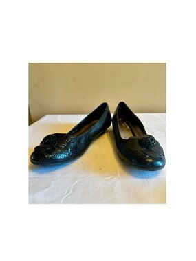 Pierre Dumas Black Flower Flats